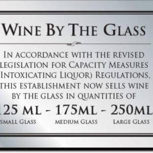Wine by the glass 125,175 & 250ml Bar Sign  - Silver