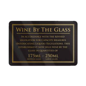 Wine served 175 & 250ml Bar Sign - Black