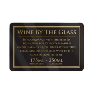 Wine served 175 & 250ml Bar Sign - Black