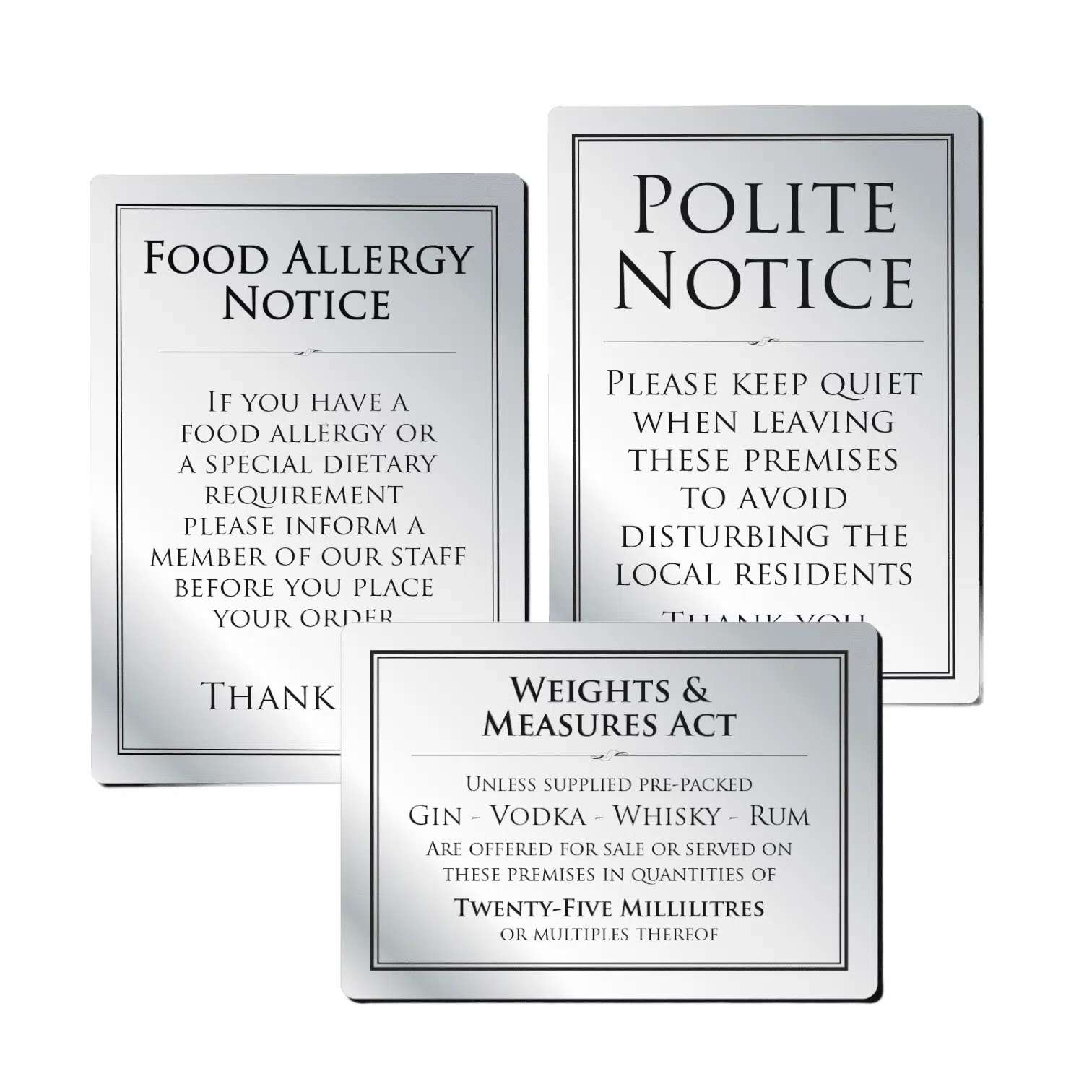 Stainless Steel Policy Signs