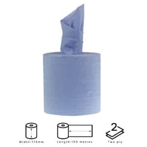 Jantex Centrefeed Blue Roll 2ply 120m 6 Pack