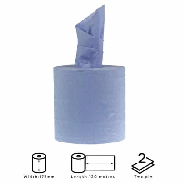 Jantex Centrefeed Blue Roll 2ply 120m 6 Pack