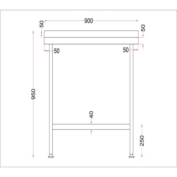Holmes Stainless Steel Wall Table with Upstand 900mm