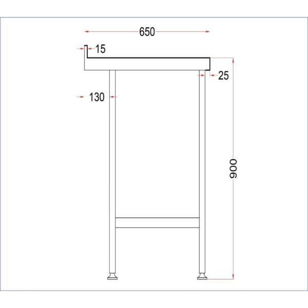 Holmes Stainless Steel Wall Table with Upstand 900mm