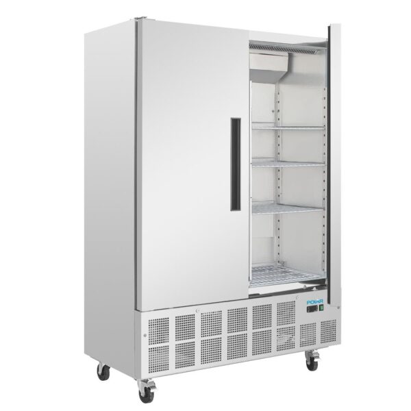 Polar Double Door Slimline Fridge Stainless Steel 960Ltr