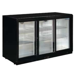 Polar Back Bar Cooler with Sliding Doors in Black 330Ltr