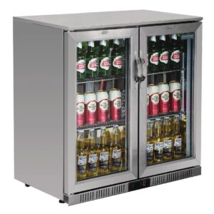 Polar Back Bar Cooler with Hinged Doors in Stainless Steel 208Ltr