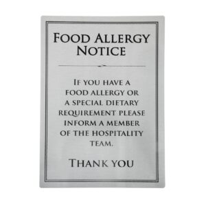 Brushed Steel Food allergy sign A4