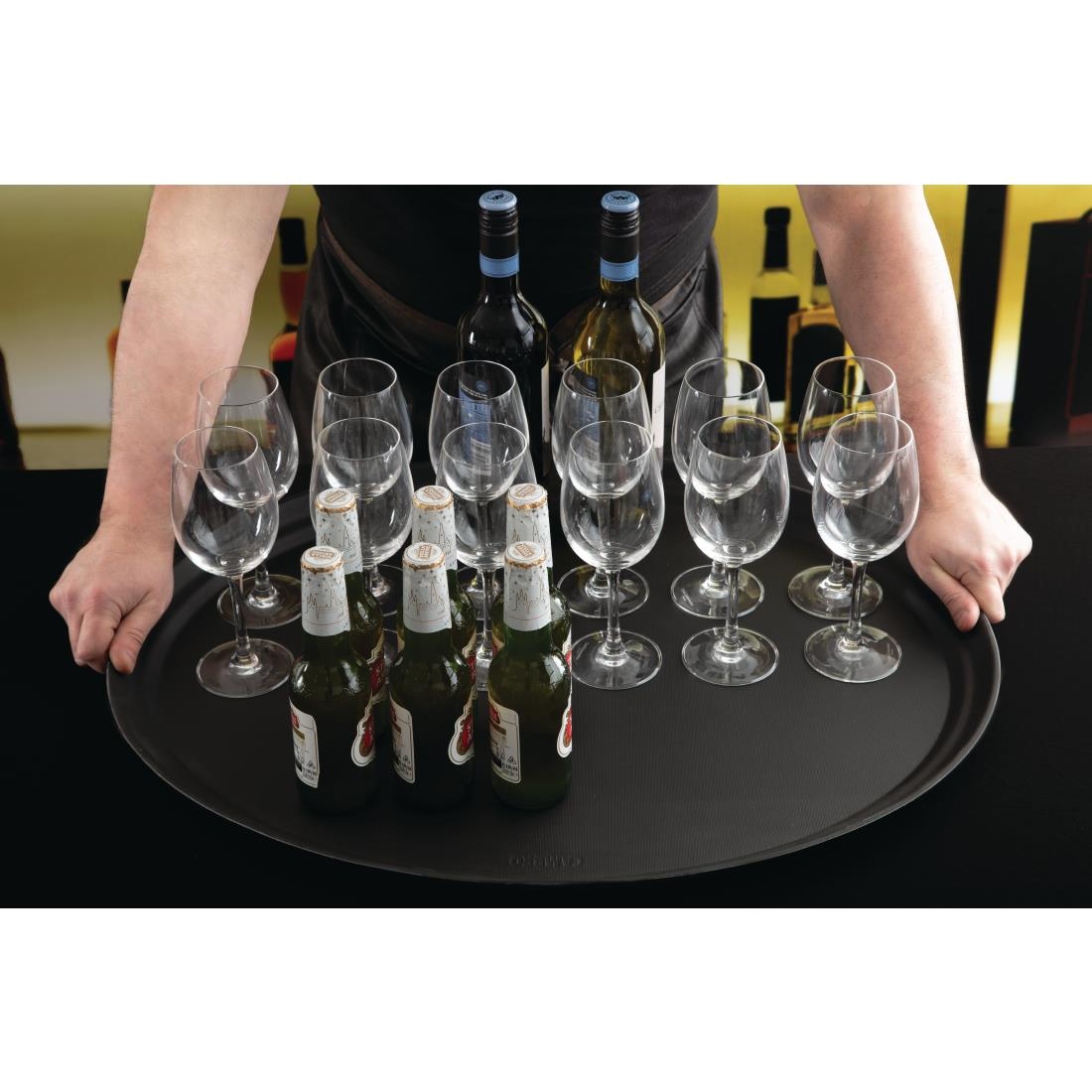 Cambro Camtread Large Black Tray Oval 68cm