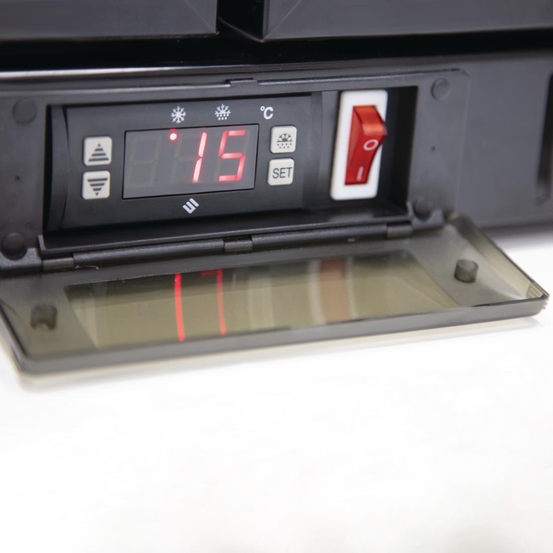 Polar Back Bar Cooler with Hinged Doors in Black 198Ltr