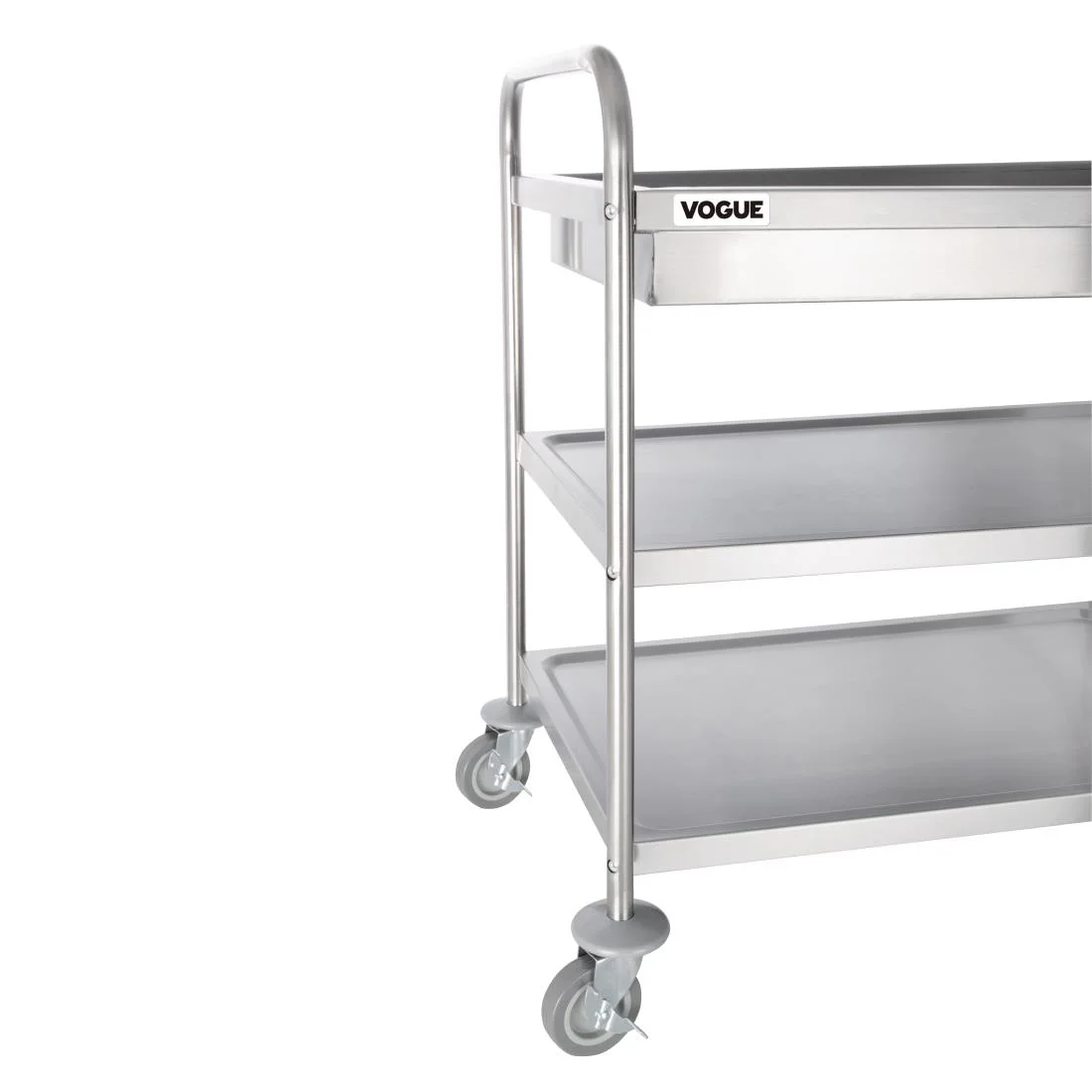 Vogue Stainless Steel 3 Tier Deep Tray Clearing Trolley - Image 3