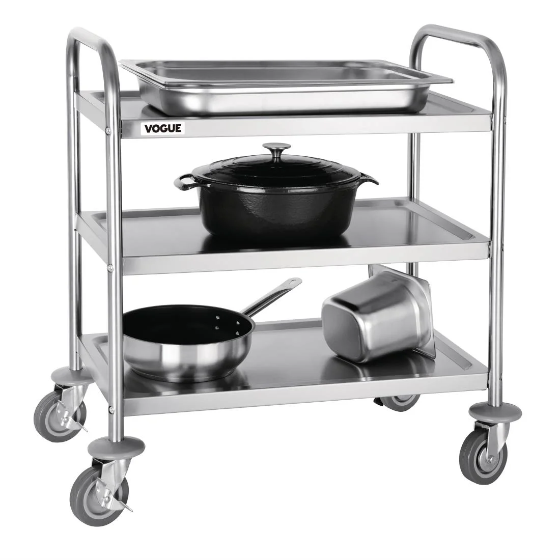 Vogue Stainless Steel 3 Tier Clearing Trolley Small - Image 2