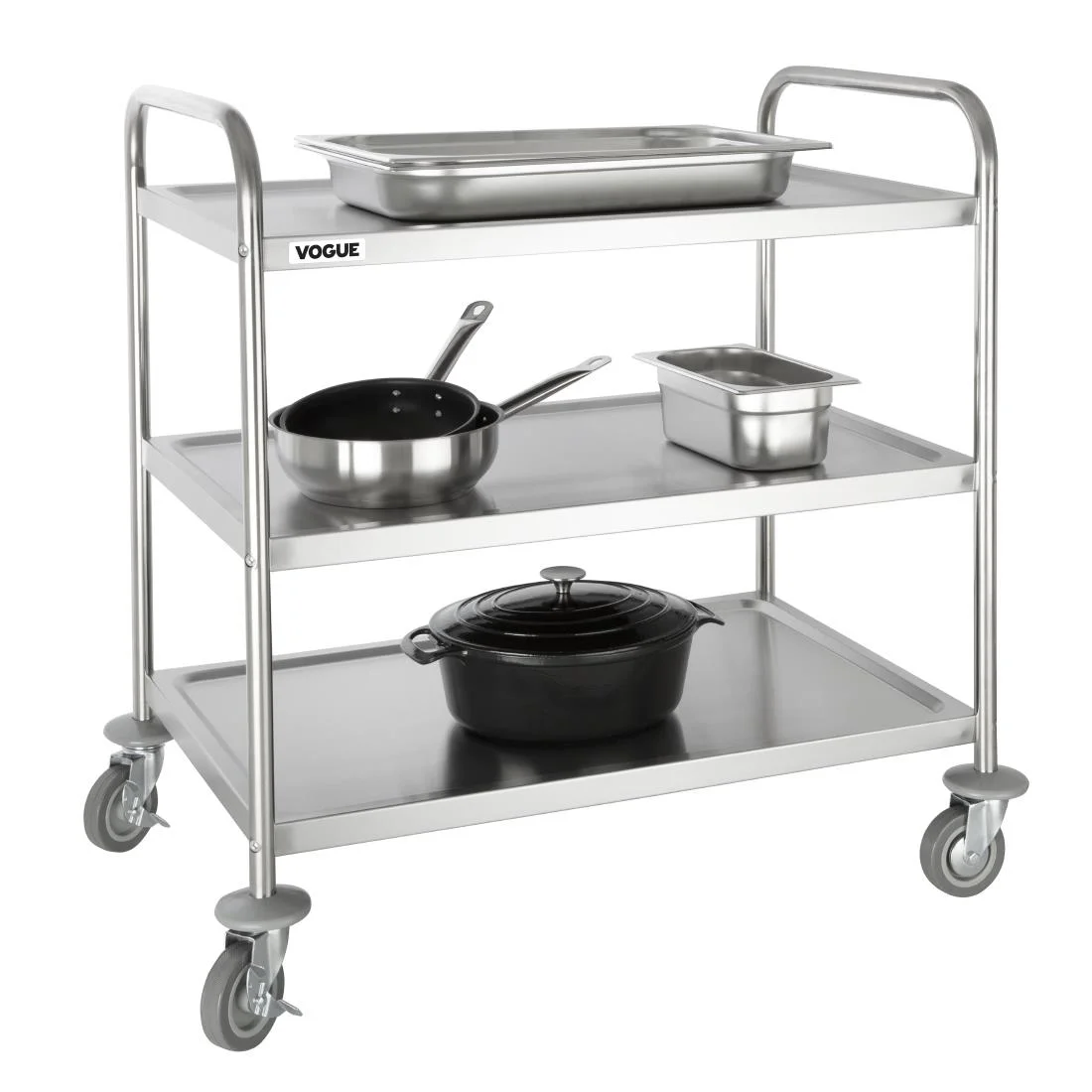 Vogue Stainless Steel 3 Tier Clearing Trolley Large - Image 2