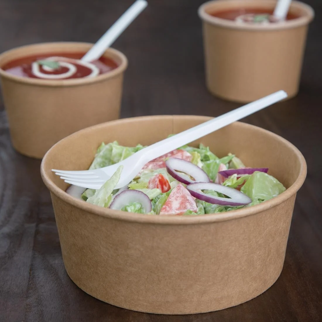 Fiesta Compostable Round Kraft Salad Bowls 750ml / 26oz (Pack of 300) - Image 2