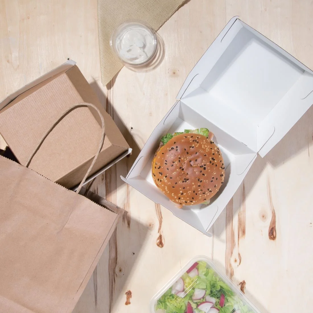 Fiesta Compostable Kraft Burger Boxes Large 112mm (Pack of 150) - Image 2