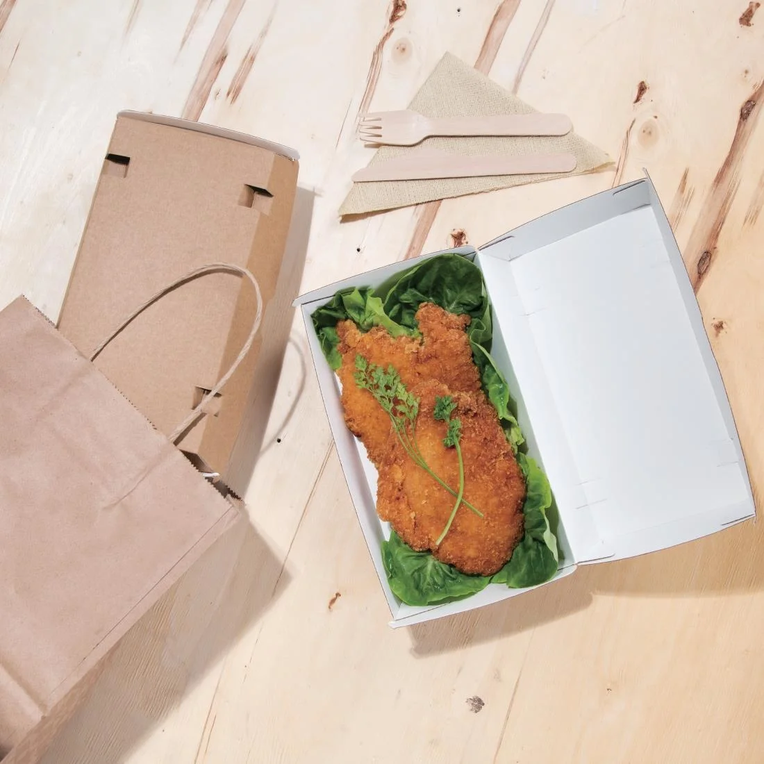 Fiesta Compostable Kraft Food Boxes Large 204mm (Pack of 100) - Image 2