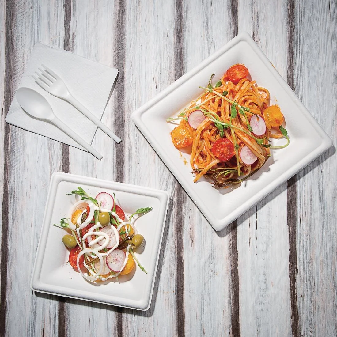 Fiesta Compostable Bagasse Square Plates 204mm (Pack of 50) - Image 3