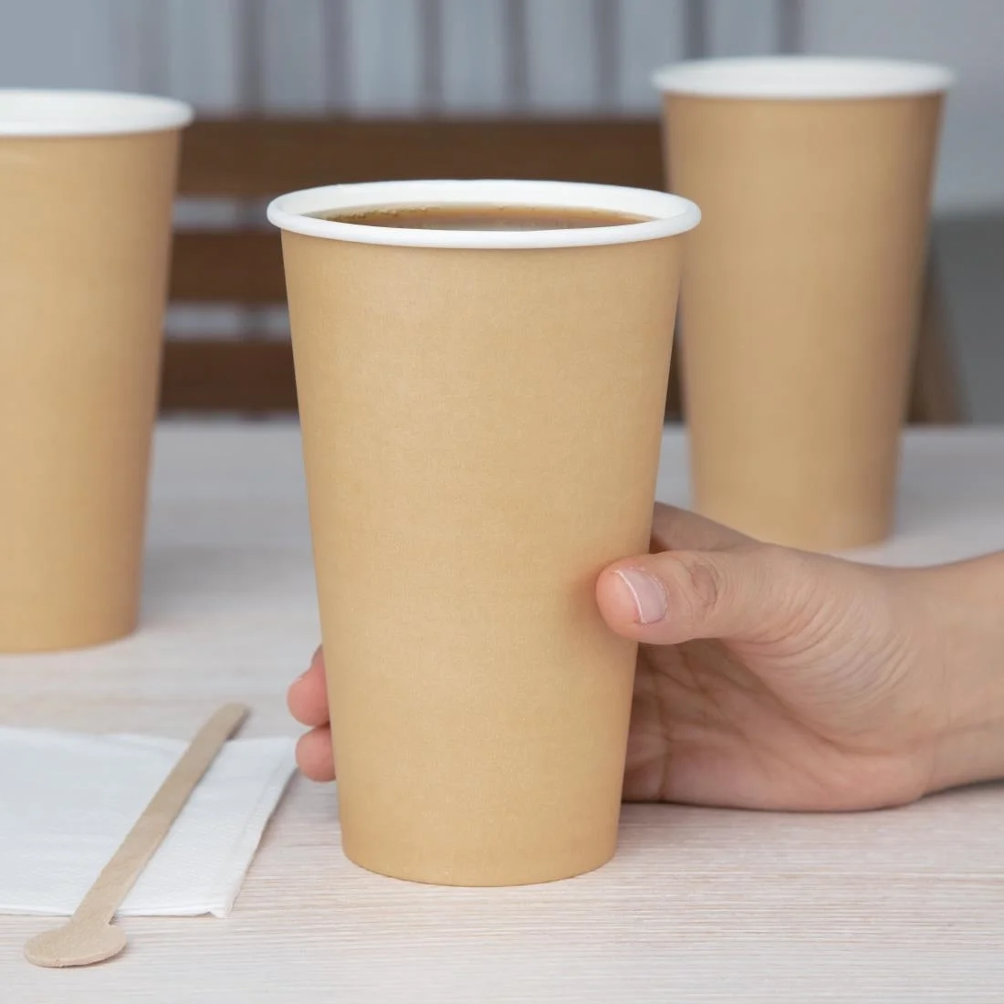 Fiesta Recyclable Single Wall Takeaway Coffee Cups Kraft 455ml / 16oz (Pack of 50) - Image 4