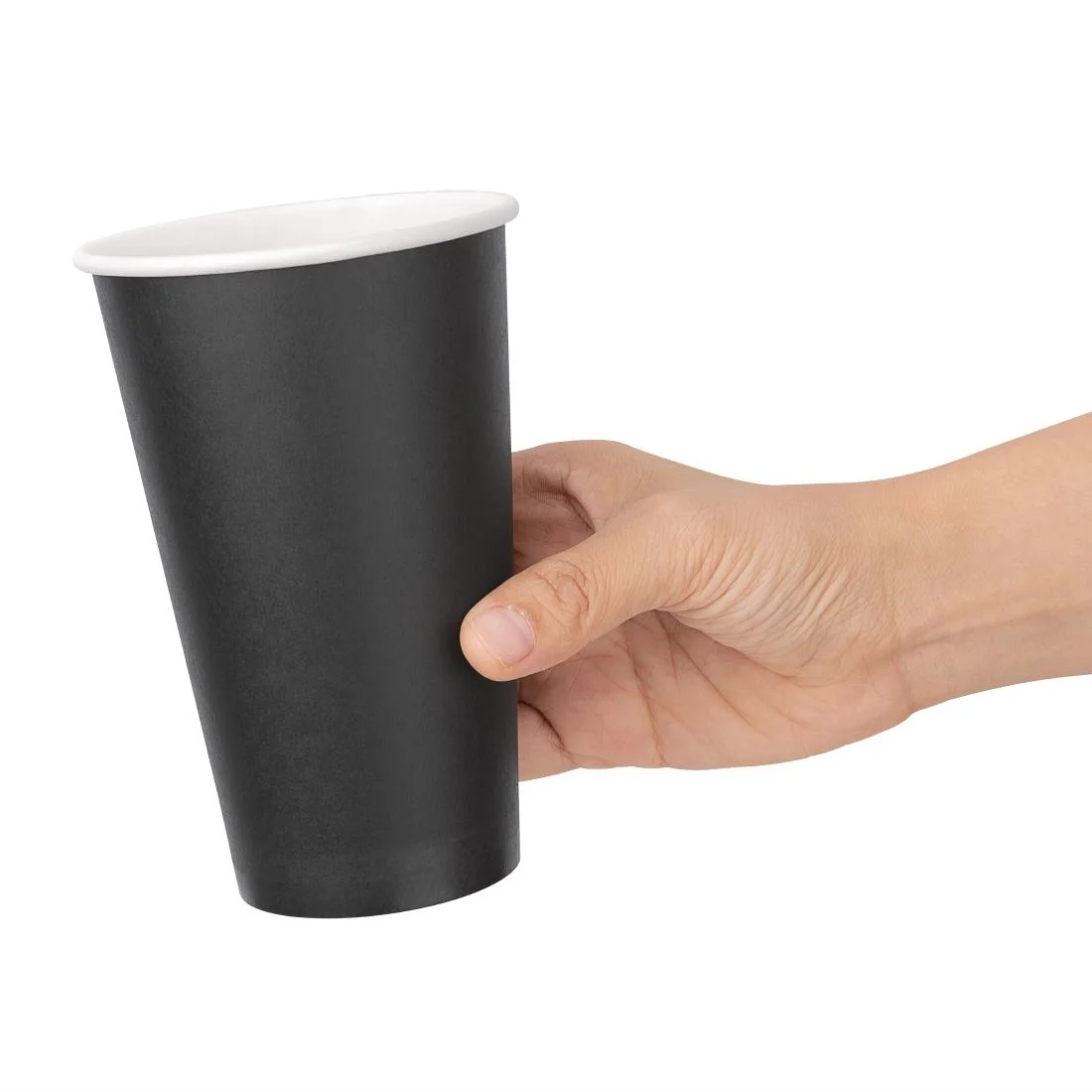 Fiesta Recyclable Coffee Cups Single Wall Black 455ml / 16oz (Pack of 50) - Image 3