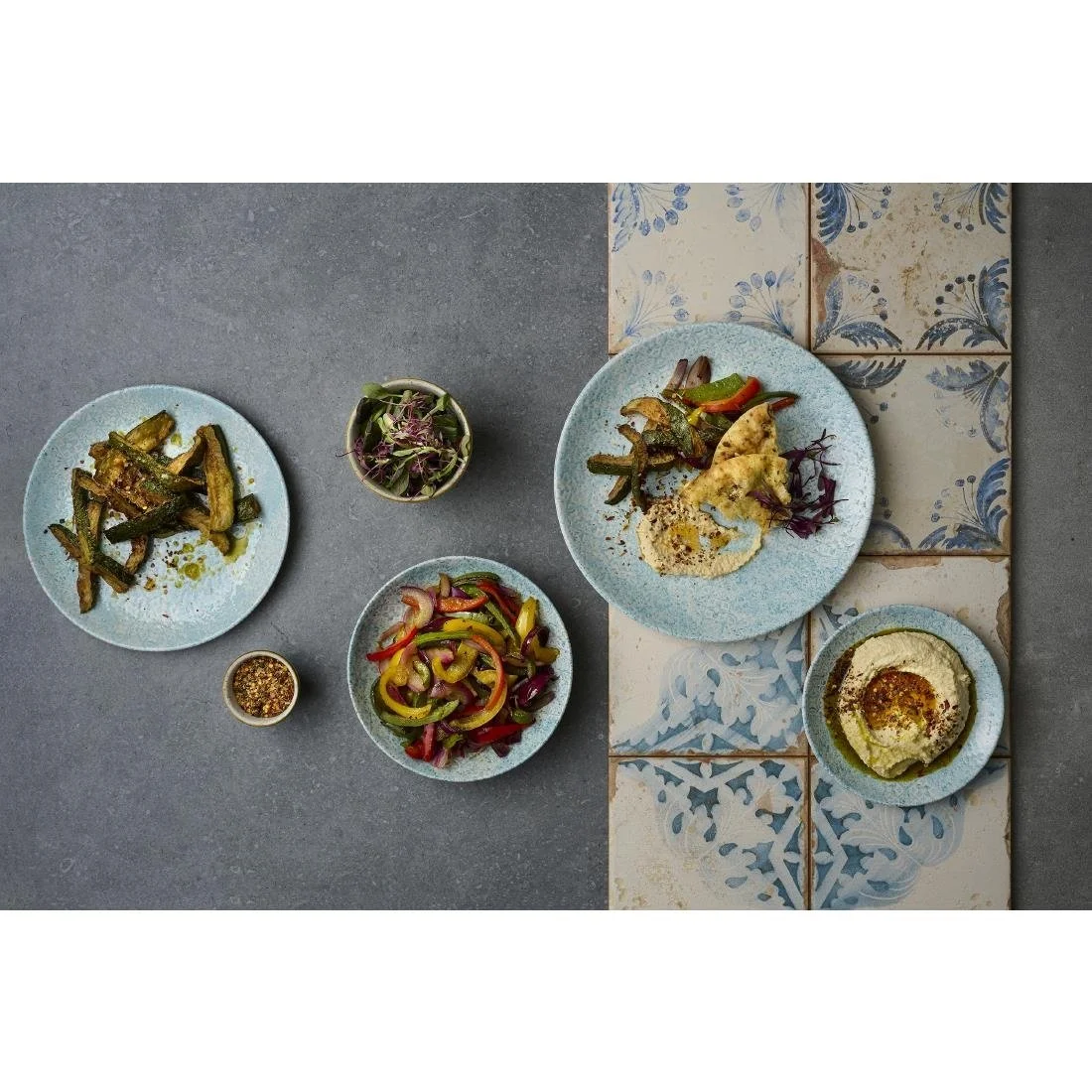 Churchill Vintage Prints Med Tiles Aquamarine Round Dishes 145mm (12 Pack) - Image 2