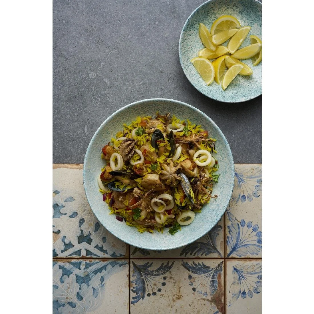 Churchill Vintage Prints Med Tiles Aquamarine Coupe Bowls 248mm (12 Pack) - Image 2