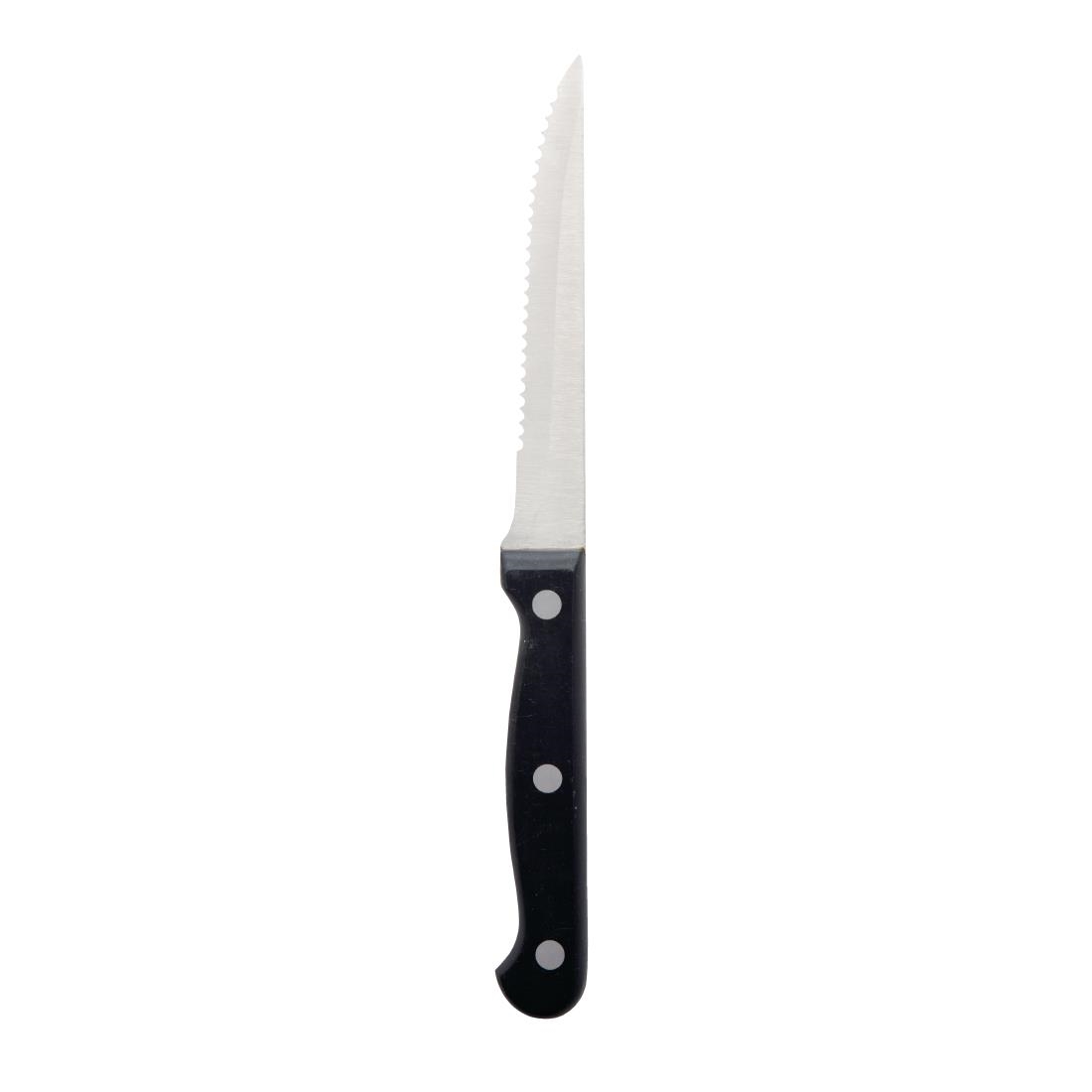 Olympia Serrated Steak Knives Black Handle 115mm