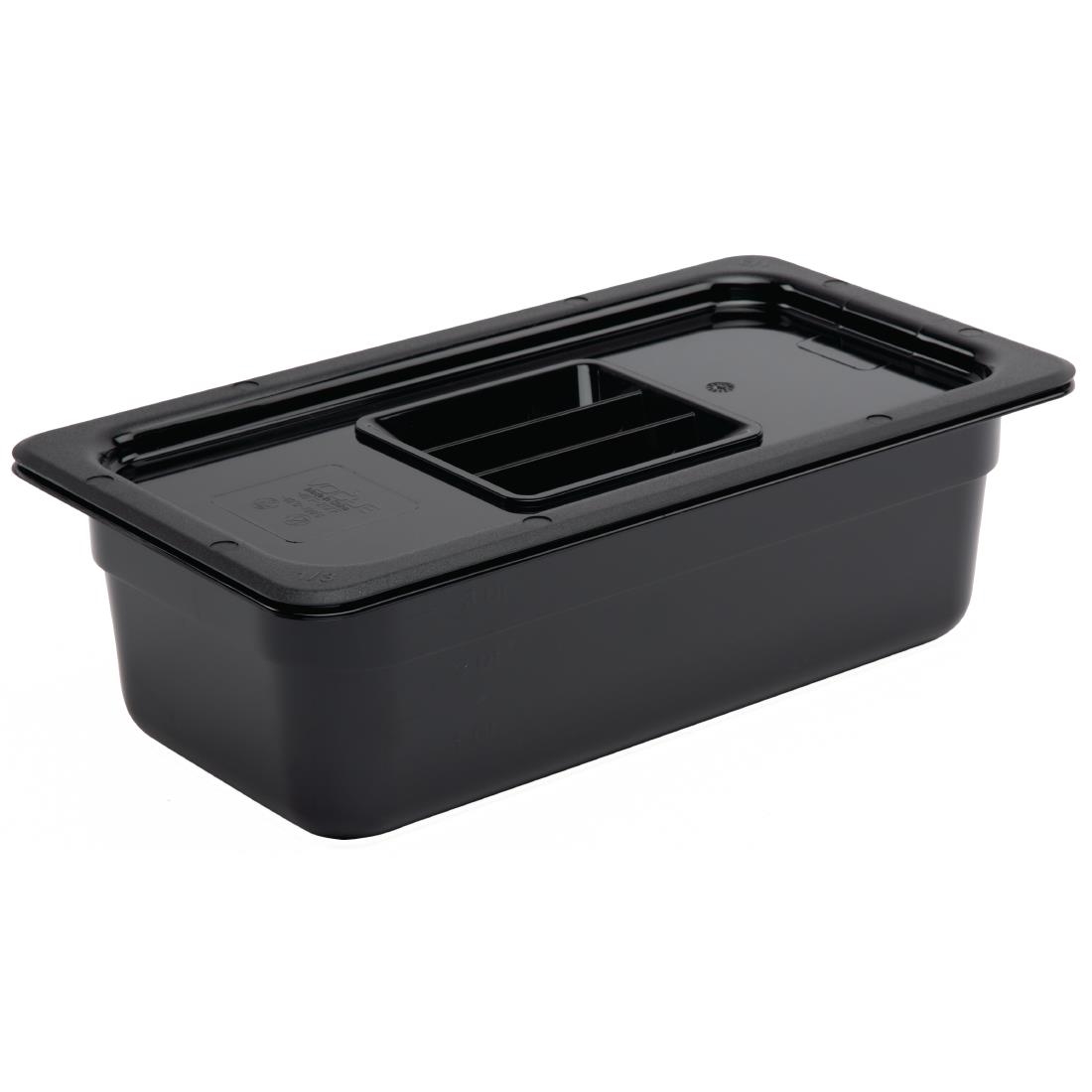 Vogue Polycarbonate 1/3 Gastronorm Container 100mm Black