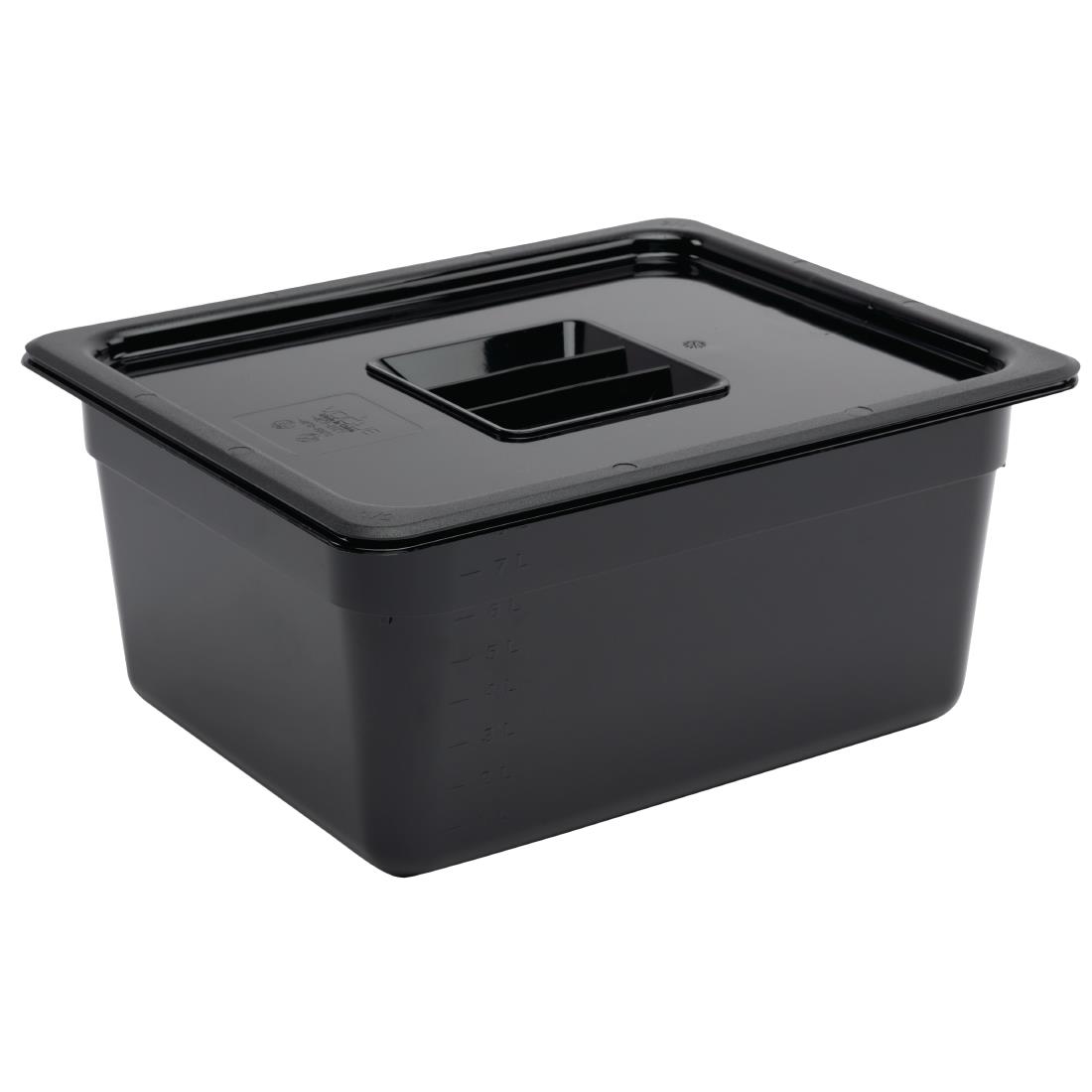 Vogue Polycarbonate 1/2 Gastronorm Container 150mm Black