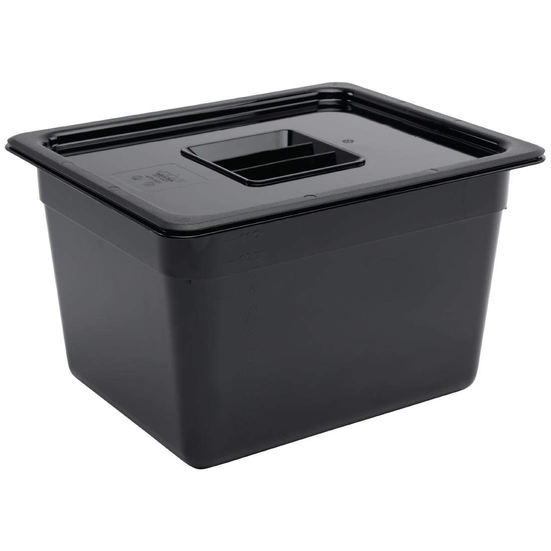 Vogue Polycarbonate 1/2 Gastronorm Container 200mm Black