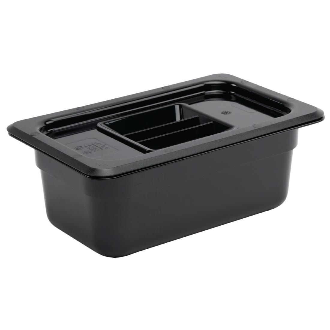 Vogue Polycarbonate 1/4 Gastronorm Container 100mm Black
