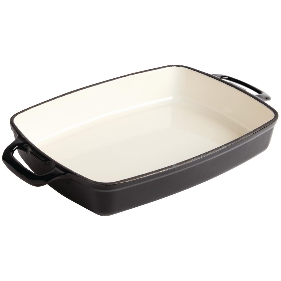 Vogue Black Rectangular Cast Iron Dish 2.8Ltr