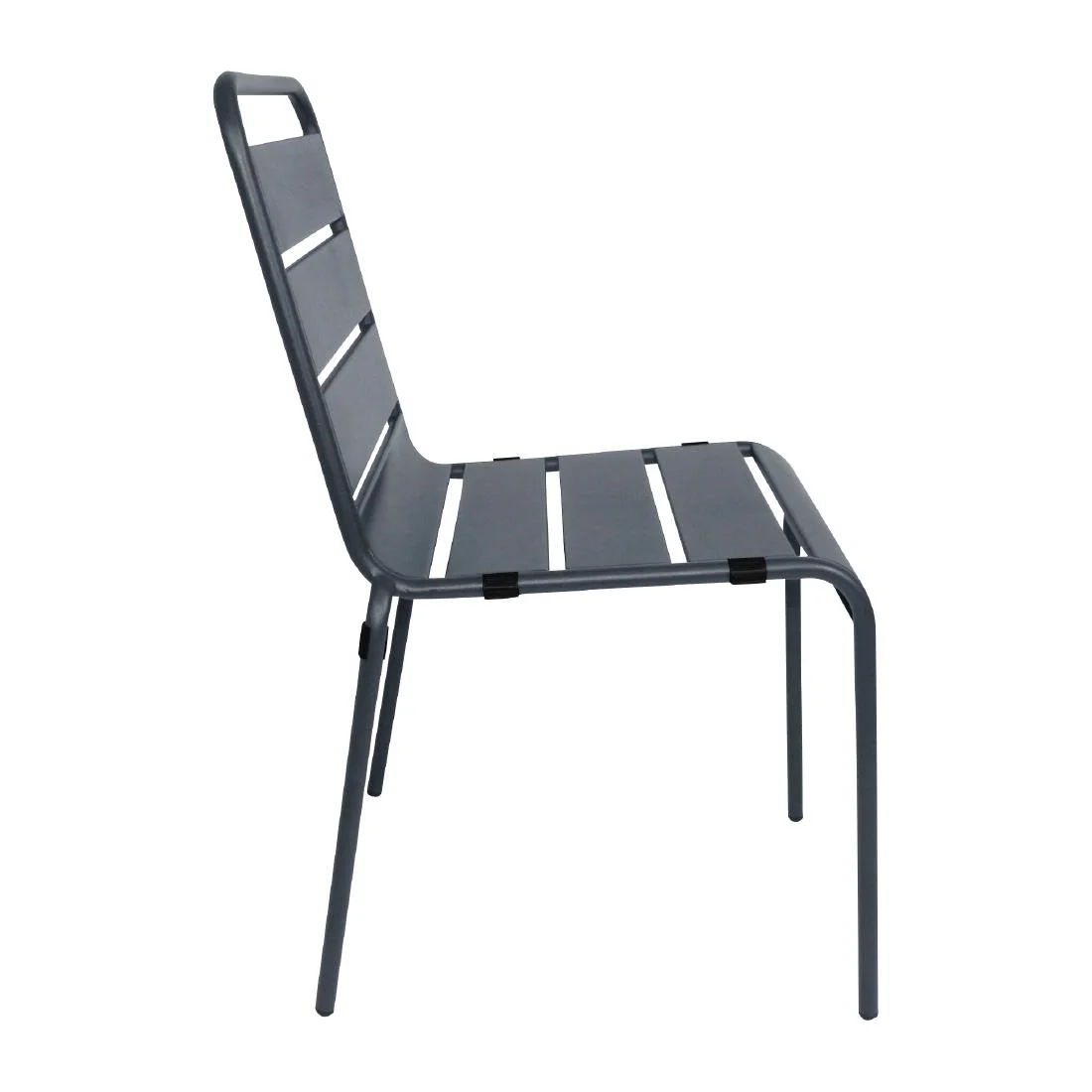 Bolero Slatted Steel Side Chairs Grey (Pack of 4) - Image 2