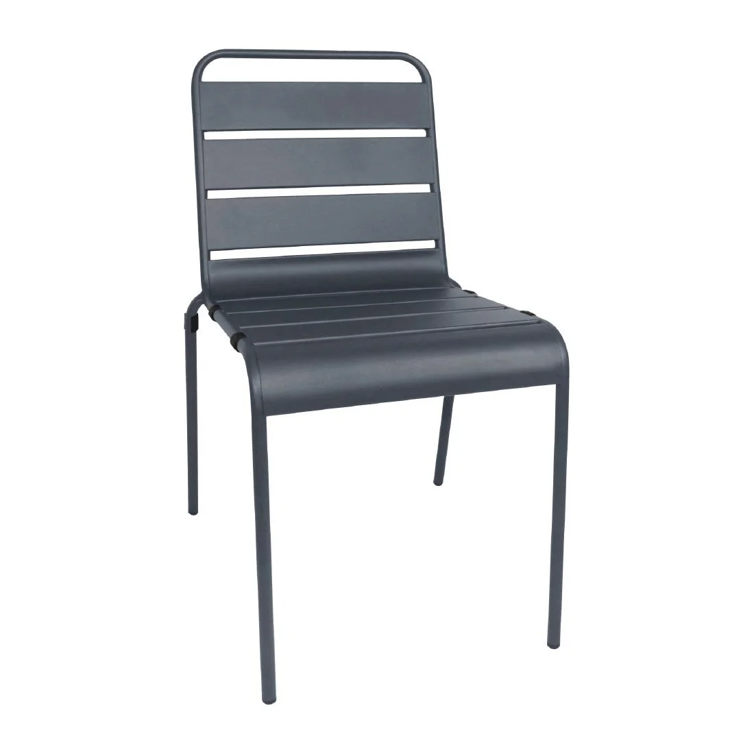 Bolero Slatted Steel Side Chairs Grey (Pack of 4) - Image 3