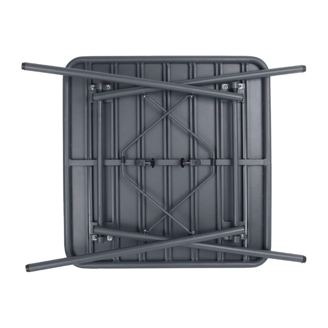 Bolero Slatted Square Steel Table Grey 700mm - Image 2