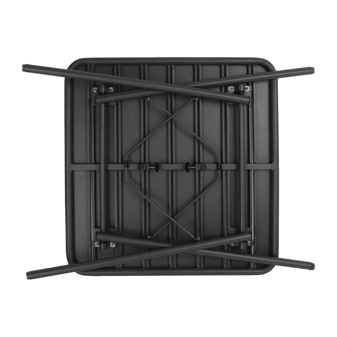 Bolero Slatted Square Steel Table Black 700mm - Image 2