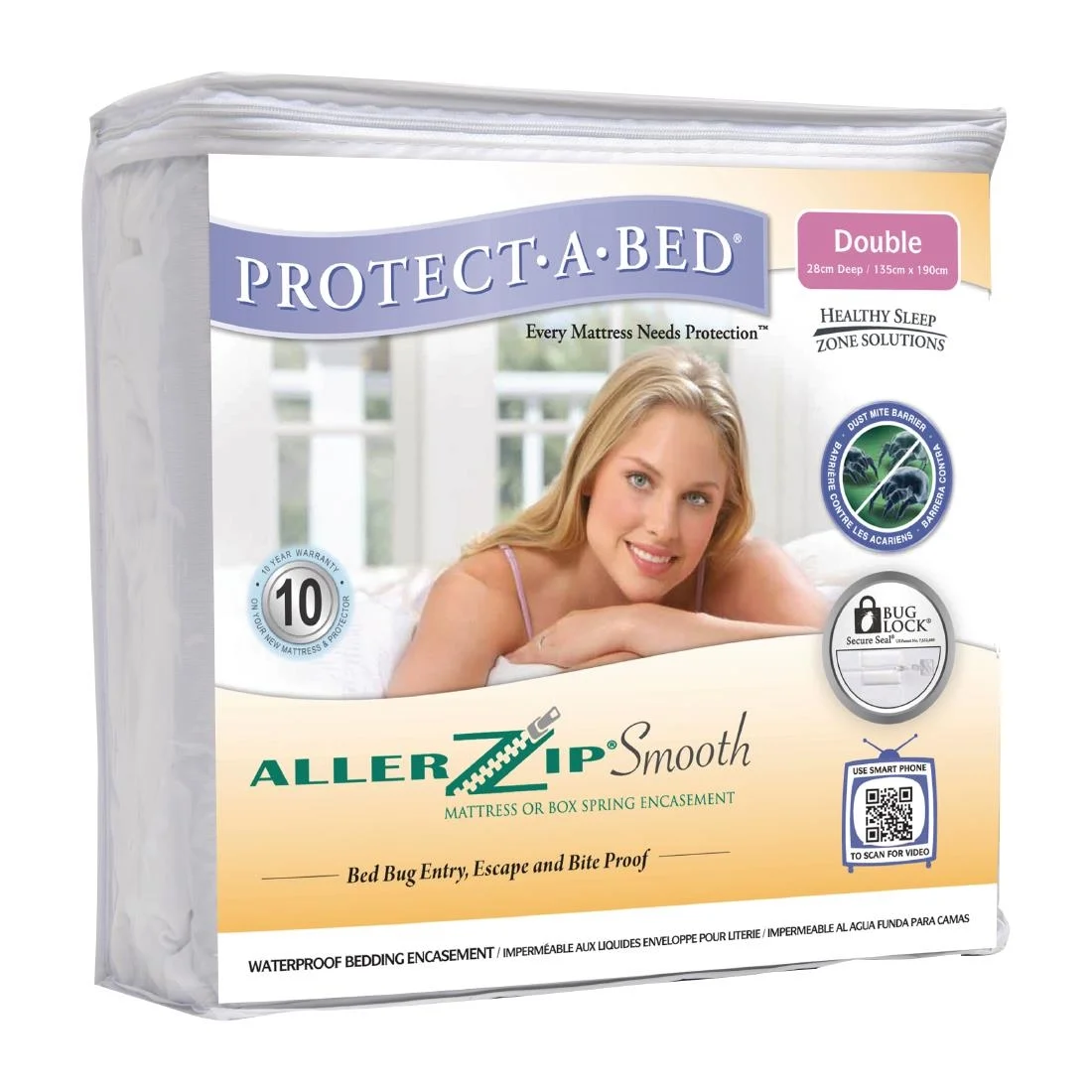 Mitre Comfort Allerzip Smooth Mattress Protector Double - Image 2