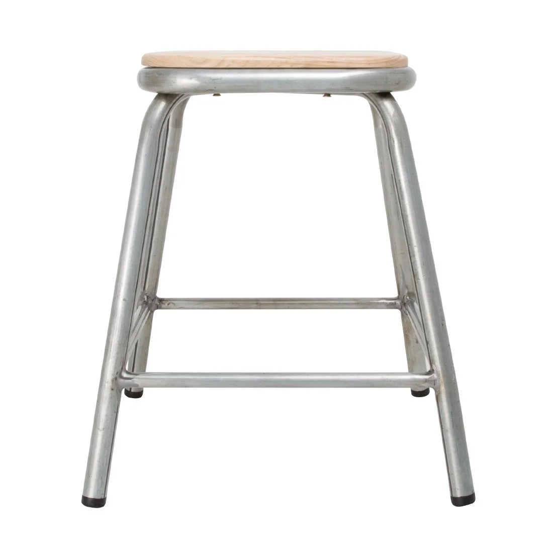 Bolero Galvanised Steel Low Stools with Wooden Seatpad (Pack of 4) - Image 3