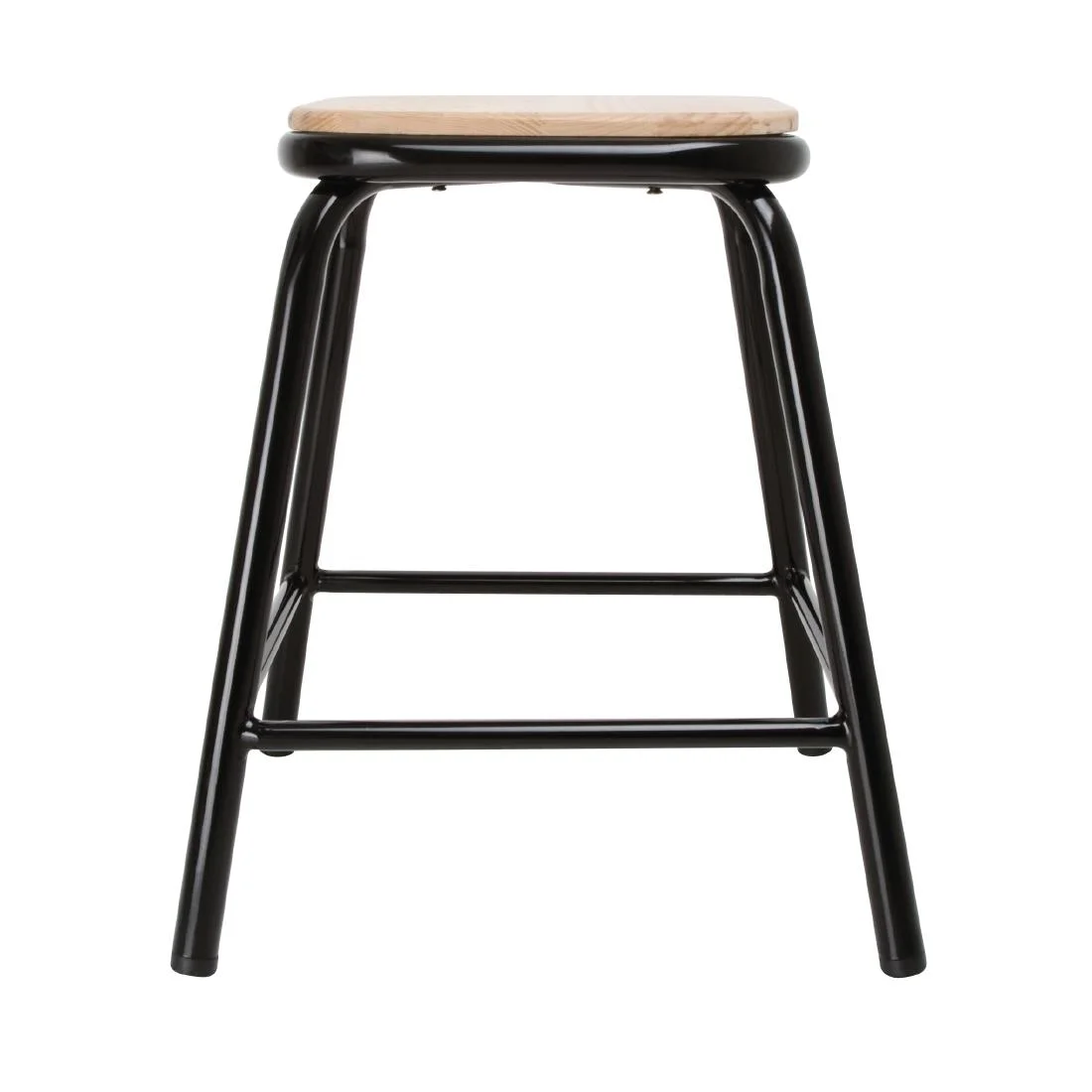 Bolero Cantina Low Stools with Wooden Seat Pad Black (Pack of 4) - Image 3