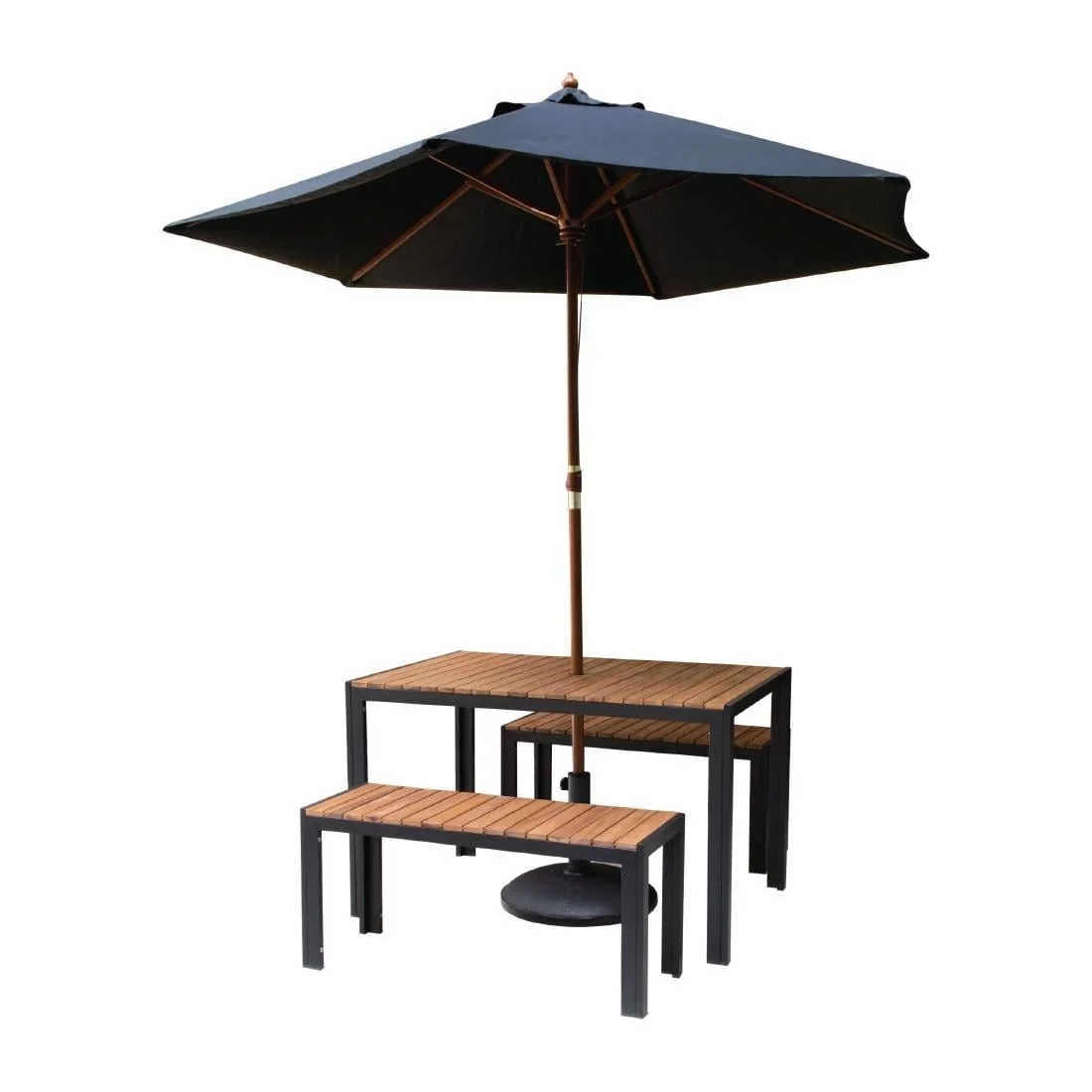 Bolero Rectangular Steel and Acacia Benches 1000mm (Pack of 2) - Image 2