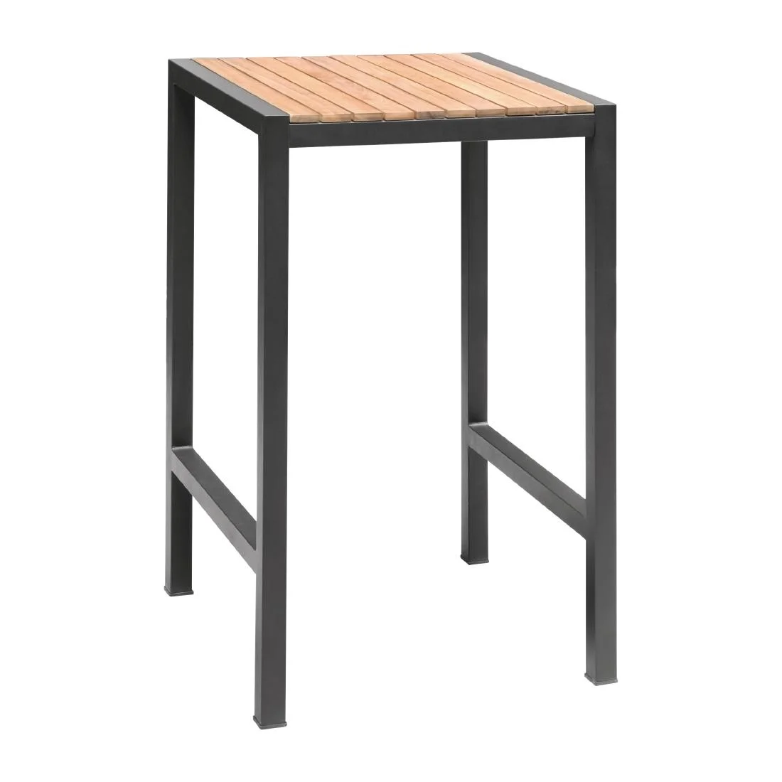 Bolero Square Steel and Acacia Bar Table 600mm - Image 2