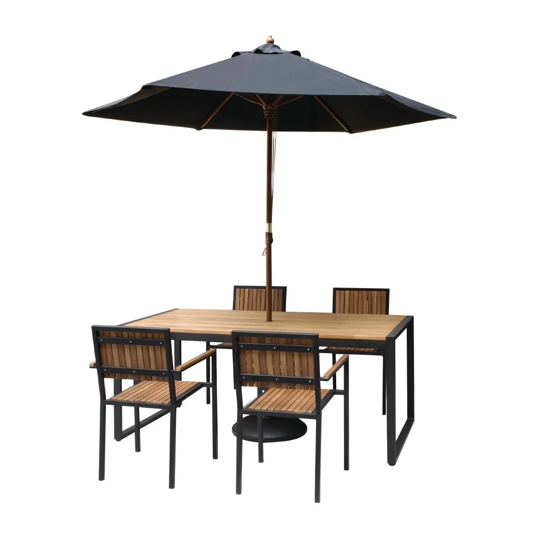 Bolero Steel & Acacia Armchair (Pack of 4) - Image 3