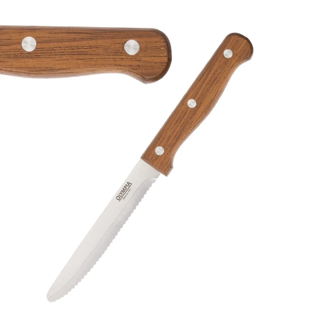 Olympia Rounded Steak Knives with Merbau Wood Handles (12 Pack) - Image 2