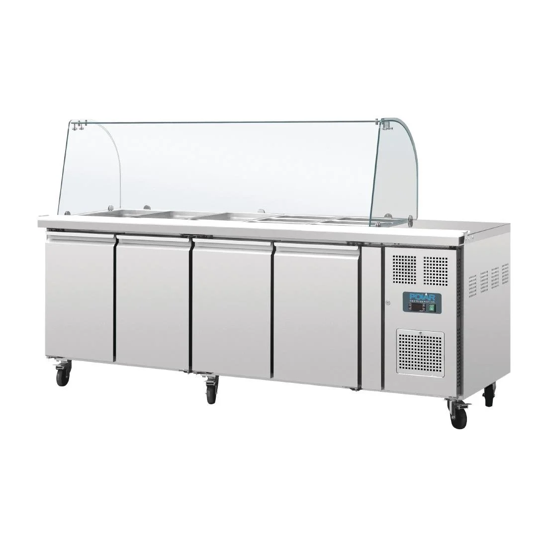 Polar U-Series Four Door Refrigerated Gastronorm Saladette Counter - Image 3