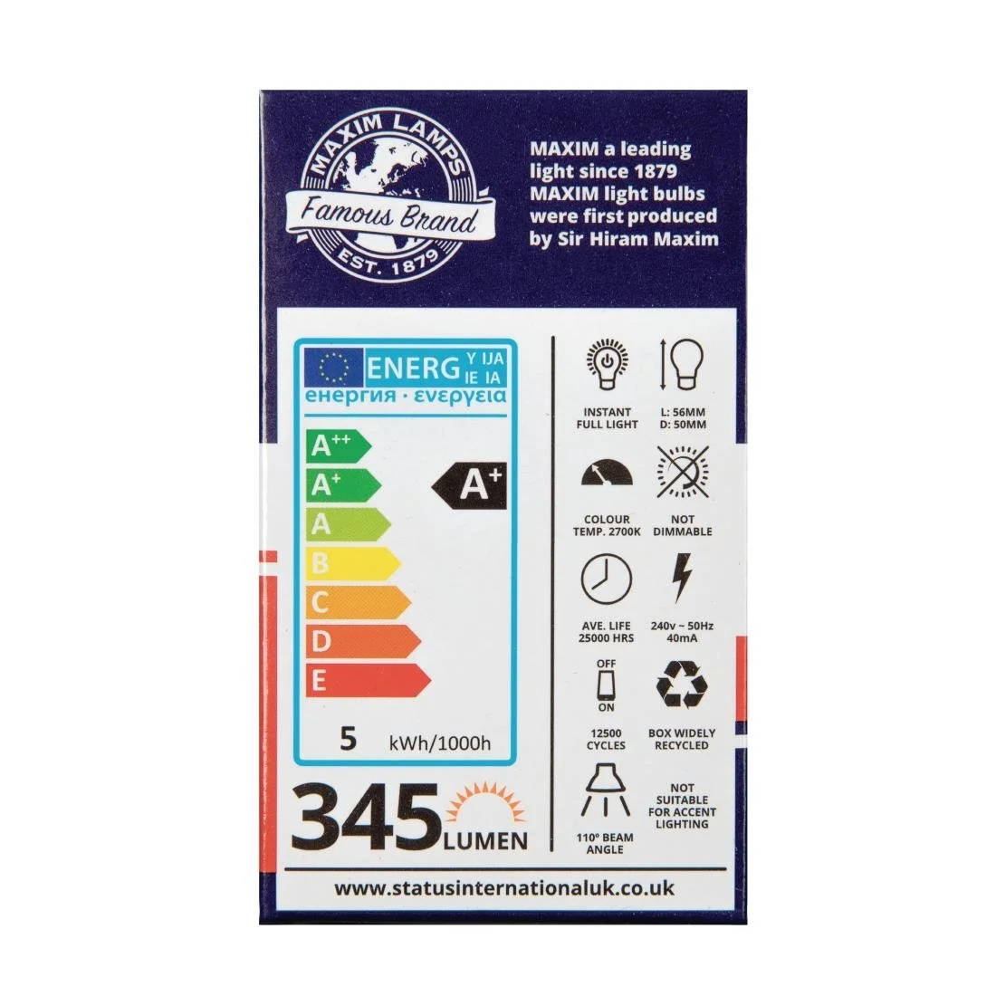 Status Maxim LED GU10 Pearl Warm White 5W (10 Pack) - Image 3