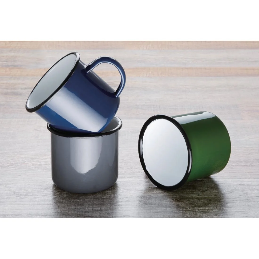 Olympia Enamel Mugs Green 350ml - Image 2