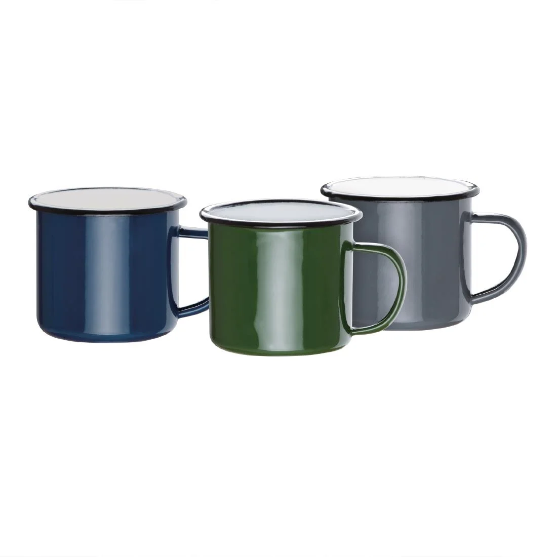 Olympia Enamel Mugs Green 350ml - Image 3