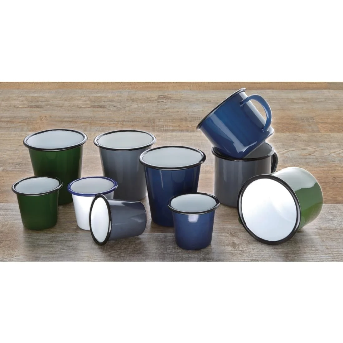 Olympia Enamel Mugs Green 350ml - Image 4