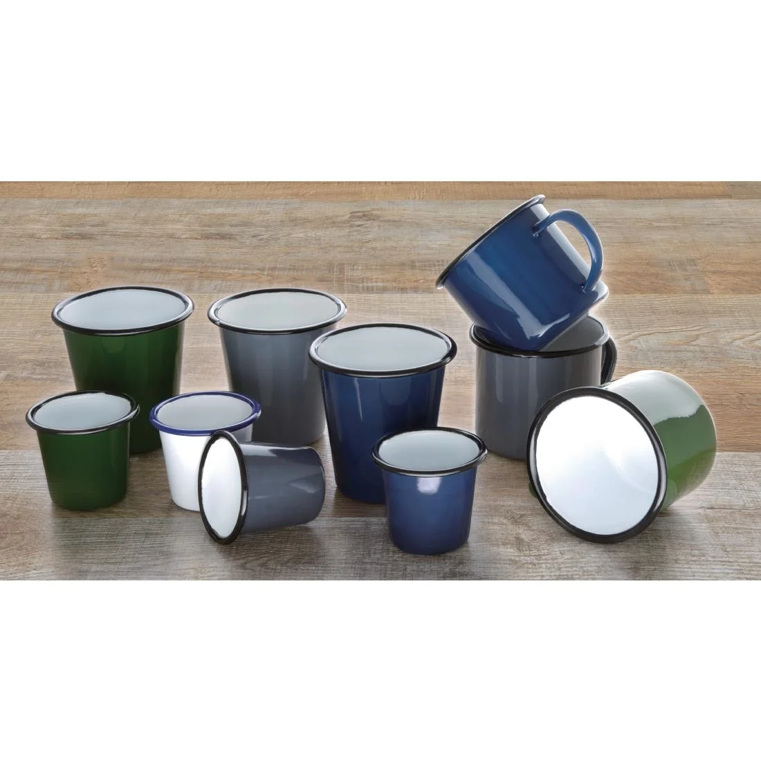 Olympia Enamel Sauce Cup White and Blue - Image 5