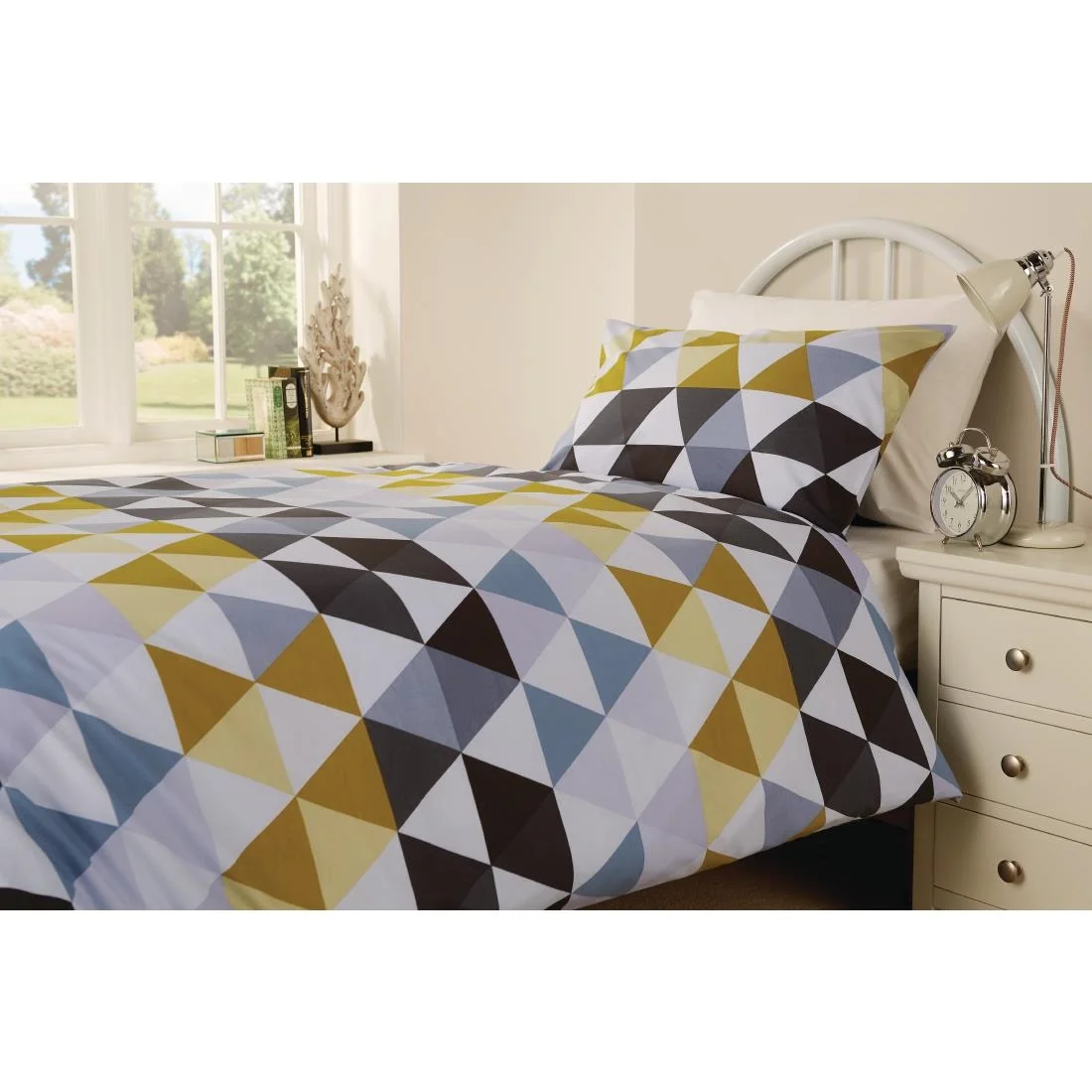 Mitre Essentials Geo Housewife Pillowcase Olive - Image 2