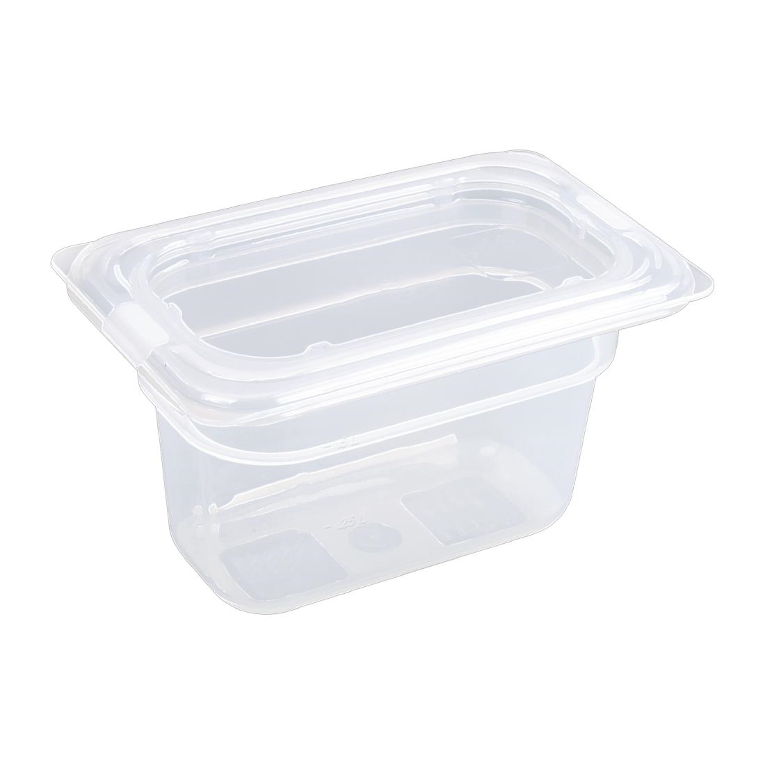 Vogue Polypropylene 1/9 Gastronorm Container with Lid 100mm